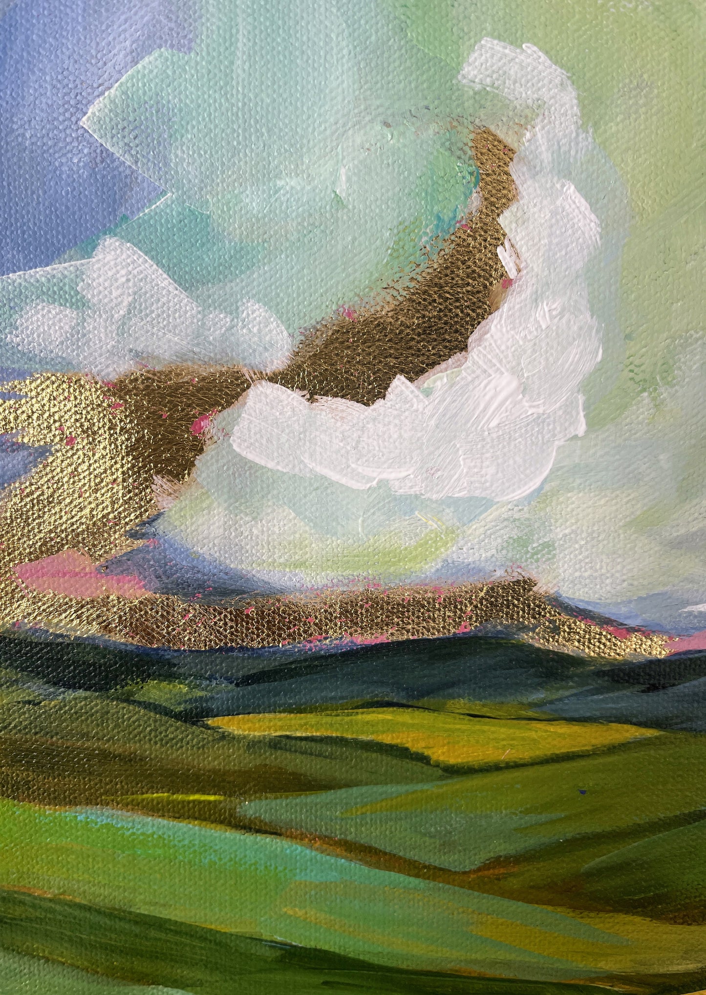 Abstract painting with a mix of colors and textures