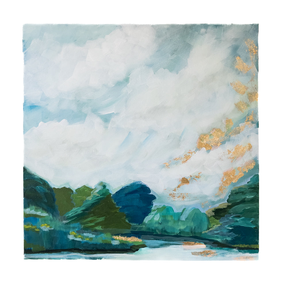 20" x 20" x 1.5"
Acrylic on Gallery Wrapped Canvas
Escape to Fall Break, where a dramatic blue sky showcases the golden hues of the rising sun.
This impressionistic masterpiece features trees painted in greens and blues, surrounded by a variety of conifers, deciduous, and weeping willows.
Nestled in a cove of the Blue Ridge Mountains, it's the perfect getaway (no filter needed).
