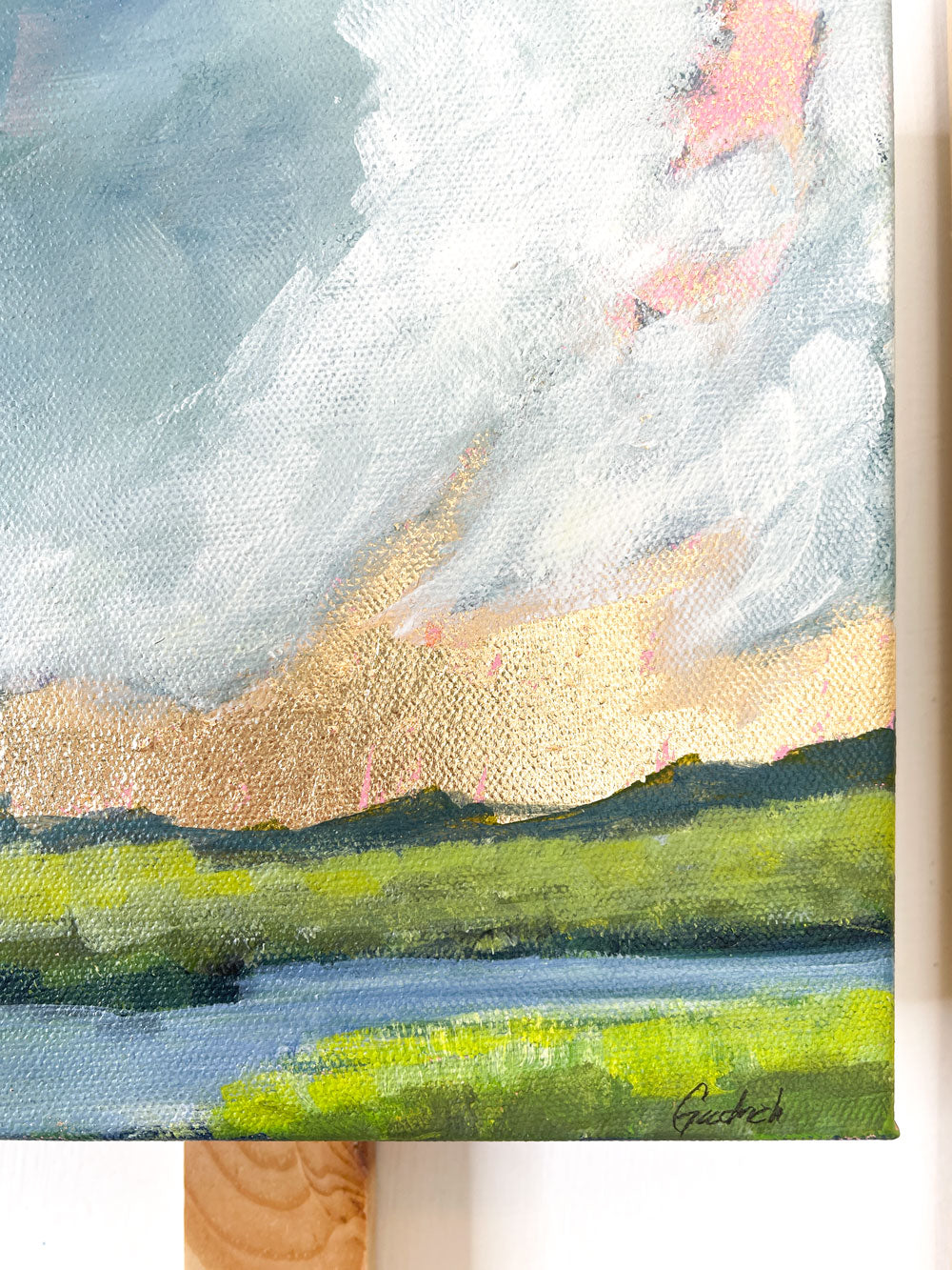 close of an original gold leaf landscape of the Blue Ridge Mountains