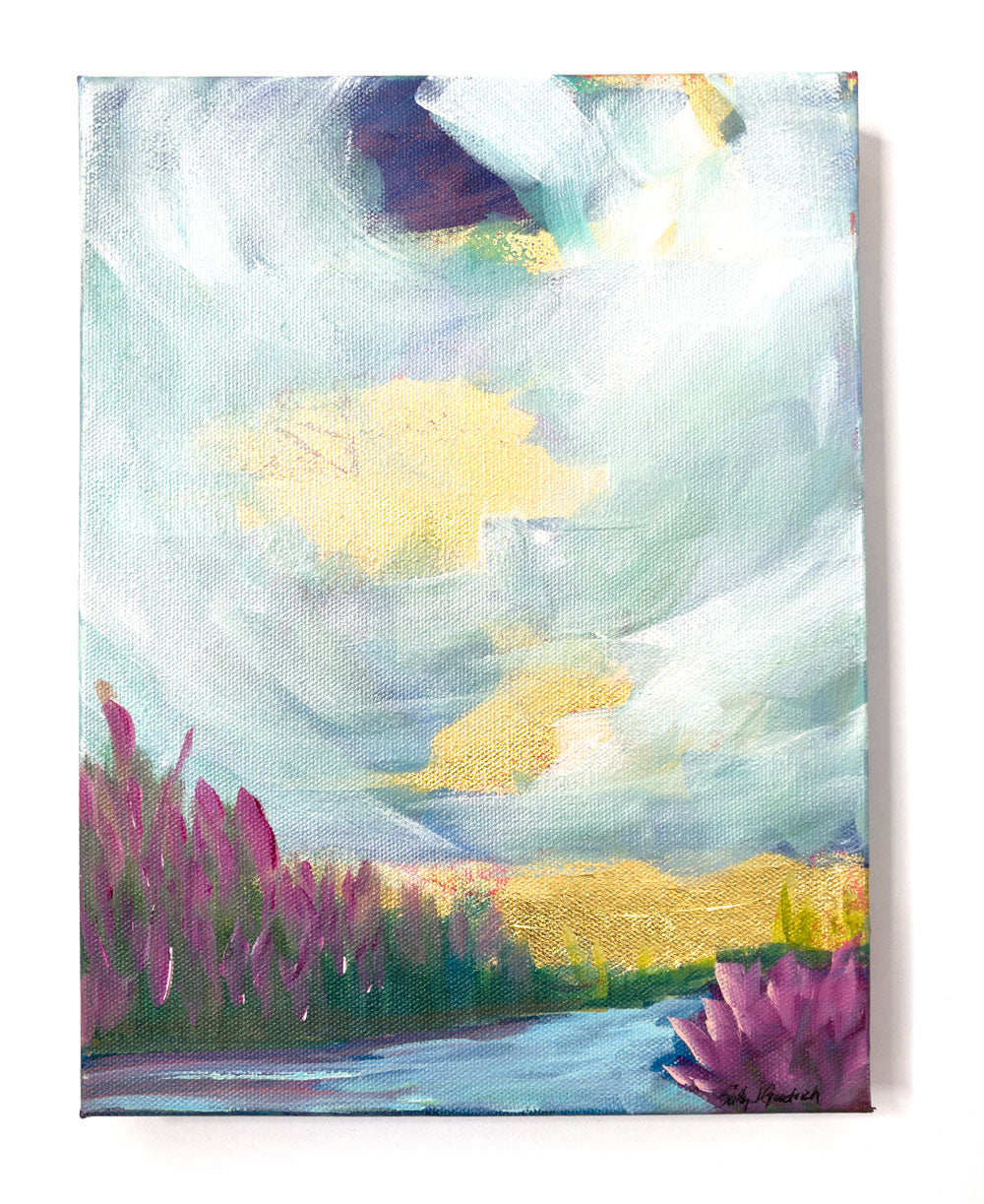 9 x 12"
Acrylic and Gold Leaf on Gallery Wrapped Canvas
"Transform your walls with our Pop Art painting, bringing the beauty of the Blue Ridge Mountains into your home.
The small size is perfect for any space, while the vibrant blues, greens, and whites add a touch of tranquility.
Featuring a river and pink flowers, this piece will make your home a paradise.
Hang it up and get ready to be amazed by the glorious clouds and turquoise hues.
Don't miss out on this masterpiece!"