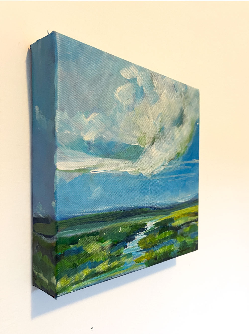 8" x 8"
Acrylic on gallery wrapped canvas
Let Renaissance take you to new heights with lush clouds, a sky of vibrant blues, and a stream of calming greens.
Embrace the beauty of the Blue Ridge Mountains with this surreal blend of nature's finest colors.
Feel rejuvenated and inspired with Renaissance.