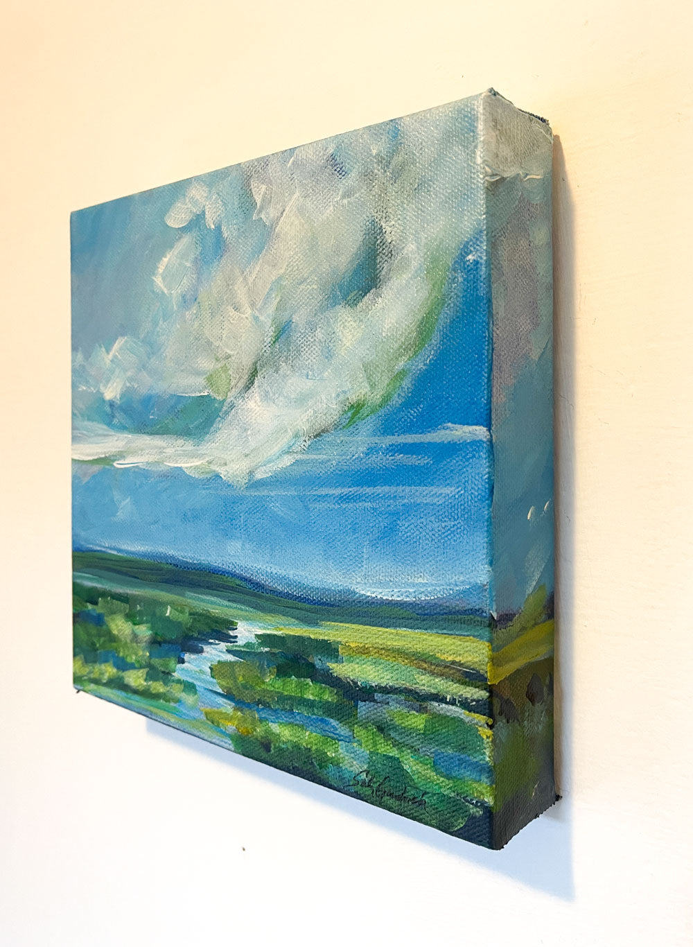 8" x 8"
Acrylic on gallery wrapped canvas
Let Renaissance take you to new heights with lush clouds, a sky of vibrant blues, and a stream of calming greens.
Embrace the beauty of the Blue Ridge Mountains with this surreal blend of nature's finest colors.
Feel rejuvenated and inspired with Renaissance.