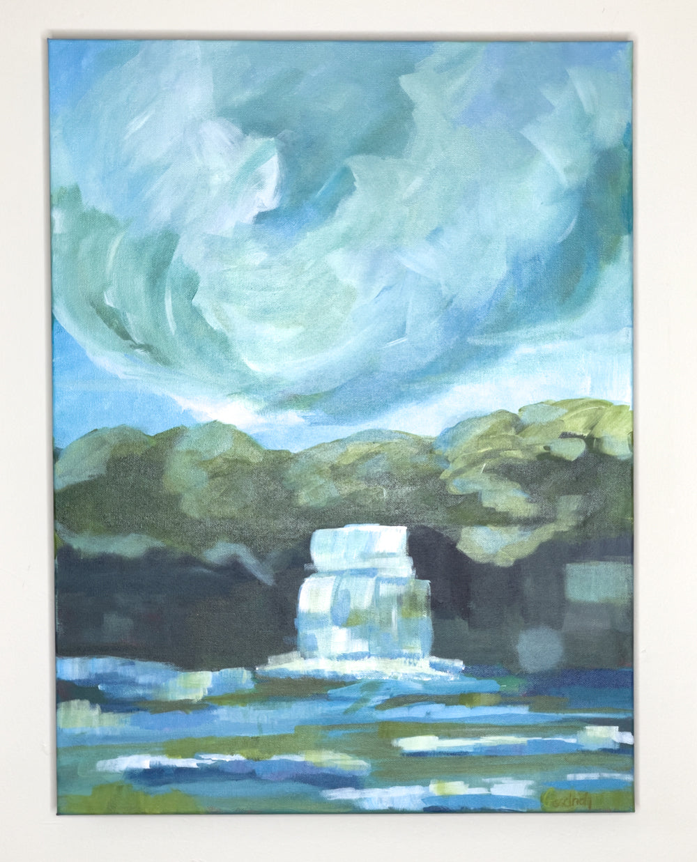 18" x 24"
Gallery wrapped canvas
Acrylic paint
Explore Virginia's stunning waterfalls with this large impressionistic painting of cascading waters.
Get lost in the lush, cool forests while hiking to these magical locations and admire the blue pastel skies above.
With fresh water and fun, loose brush strokes, this painting will bring the beauty of nature into your home.