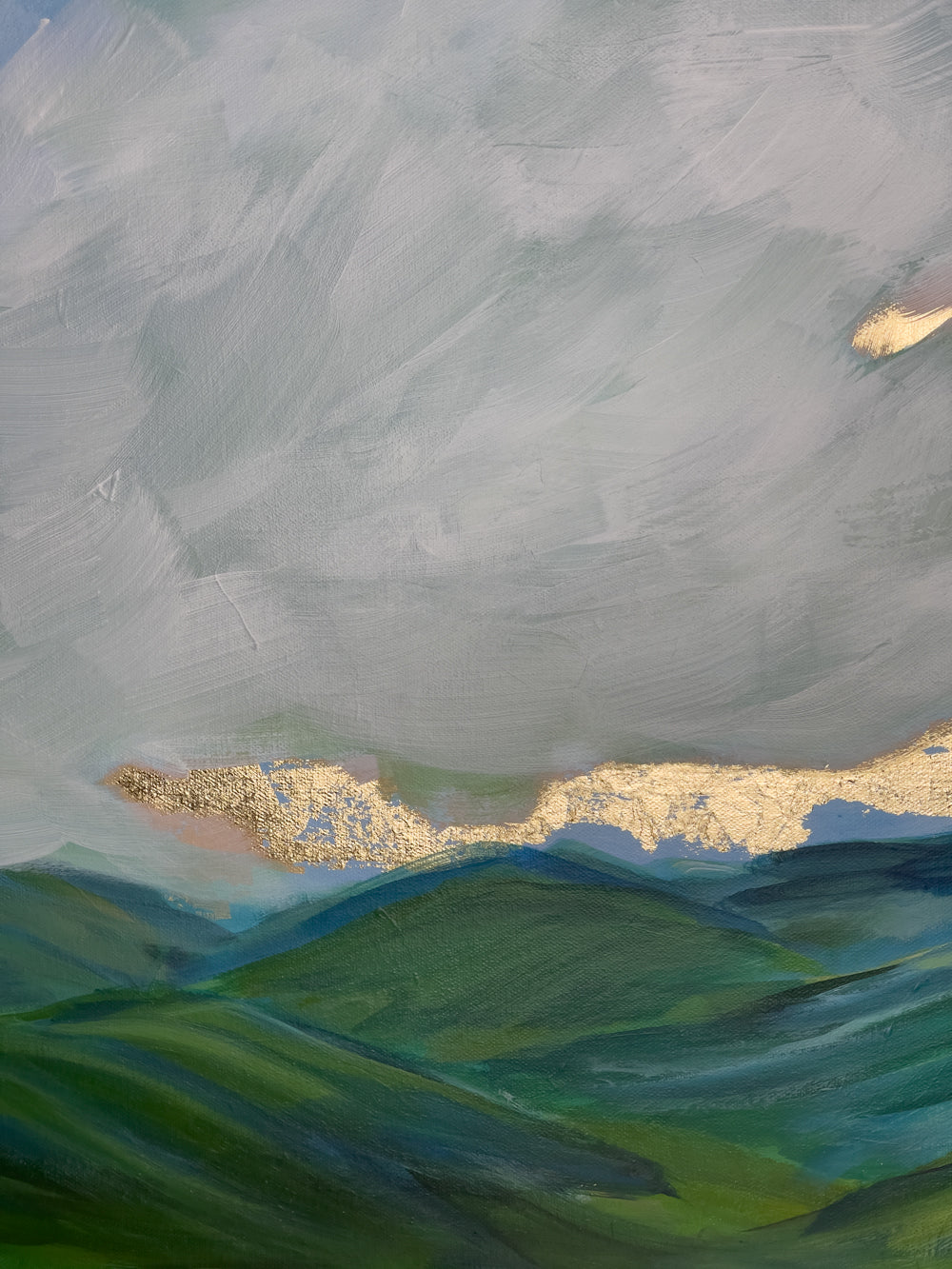 36" x 24"
Acrylic on Gallery Wrapped Canvas
Explore the beauty of the Blue Ridge Mountains with "Whispers of the Blue Ridge II".
Featuring a large impressionism painting with gorgeous blue dramatic skies and a gold leaf sunrise, this piece reflects the stunning colors of the mountains and valleys.
Bring the serenity of the Blue Ridge into your home.