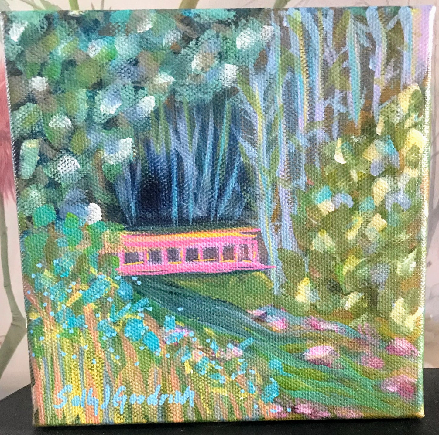 6" x 6" x 2"
mini bookshelf size
acrylic paint on gallery wrapped canvas