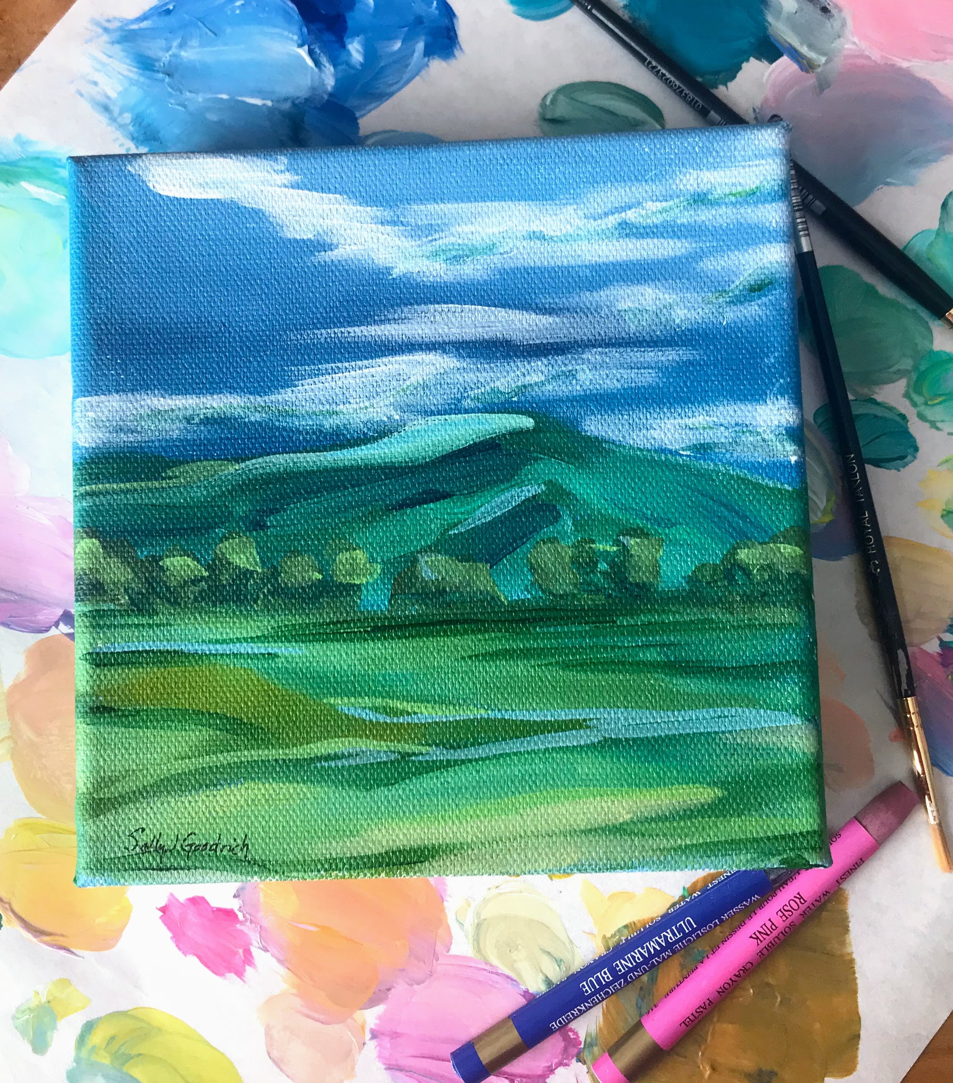 6x6-sally-j-goodrich-salem-gold-course-painting