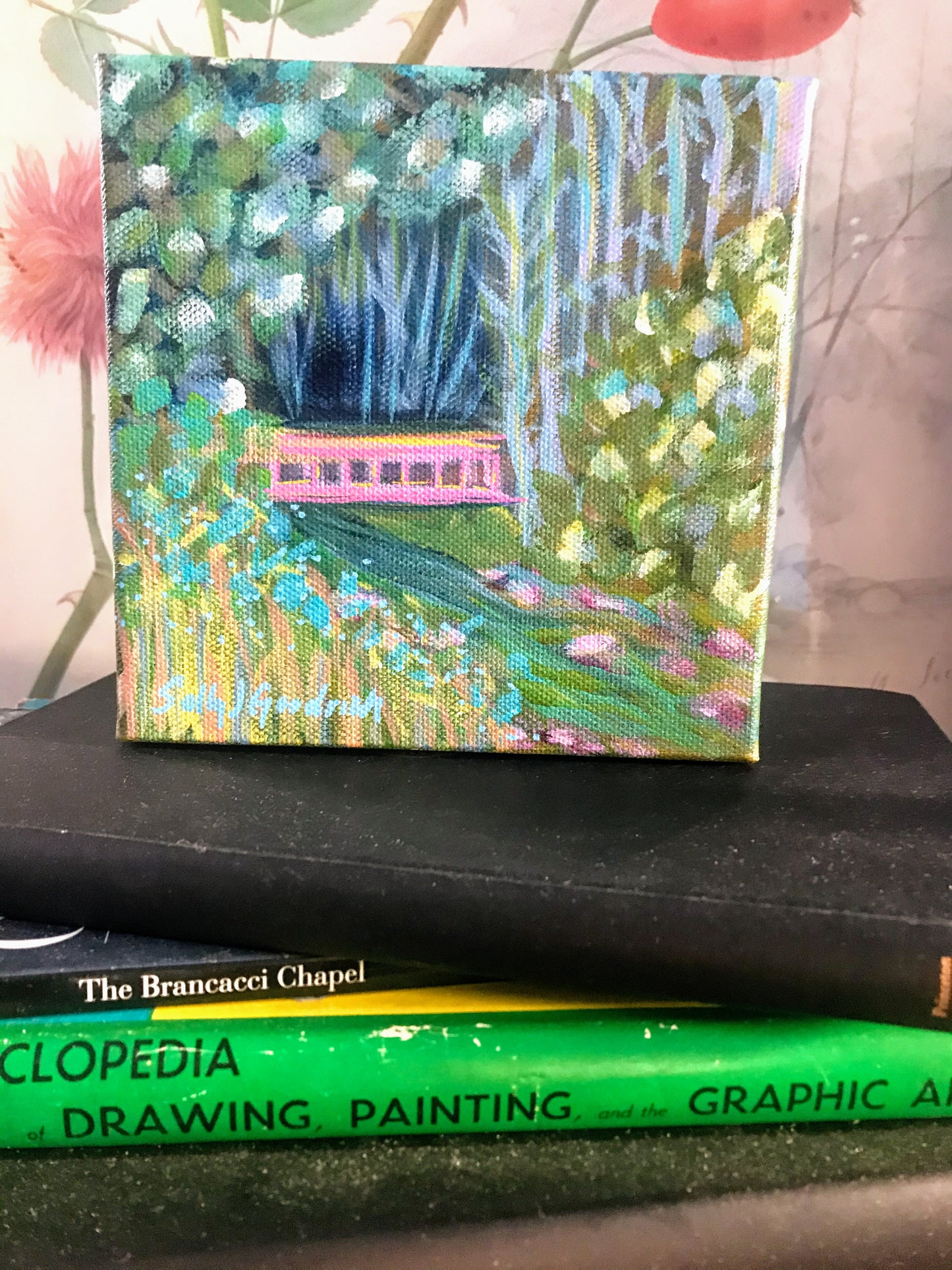 6" x 6" x 2"
mini bookshelf size
acrylic paint on gallery wrapped canvas