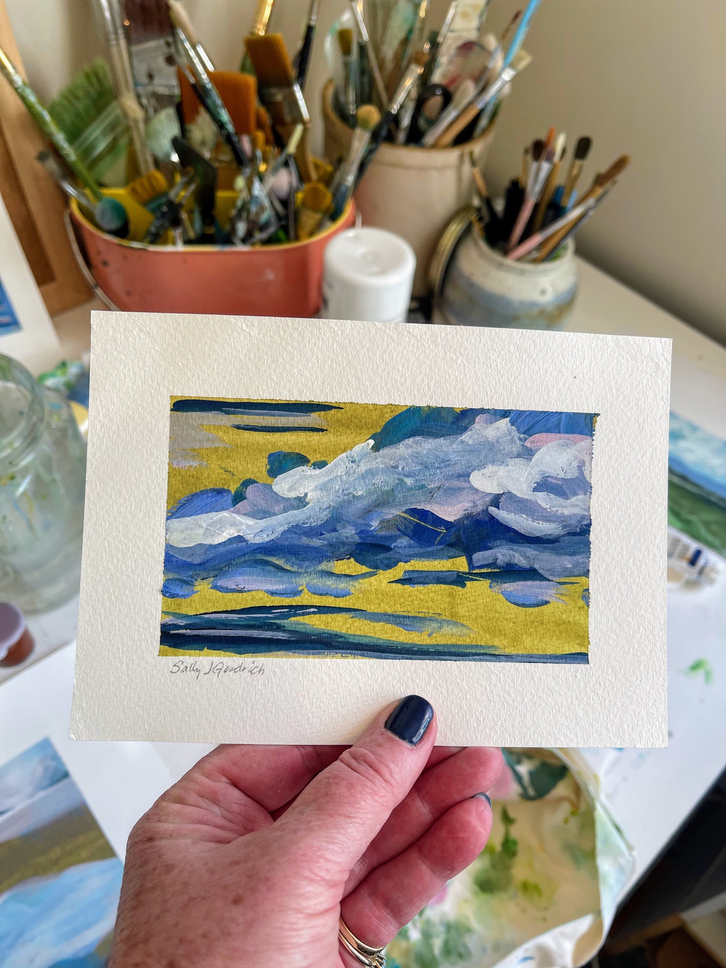 5" x 7"
gouache on cold press watercolor paper
Virginia Blue Ridge Mountains
These paintings require me to use quick brushstrokes to capture the feeling of the moment. I particularly like to paint the view of the Virginia Blue Ridge Mountains in my backyard.
Of course I take inspiration from impressionist, Claude Monet - who doesn’t?