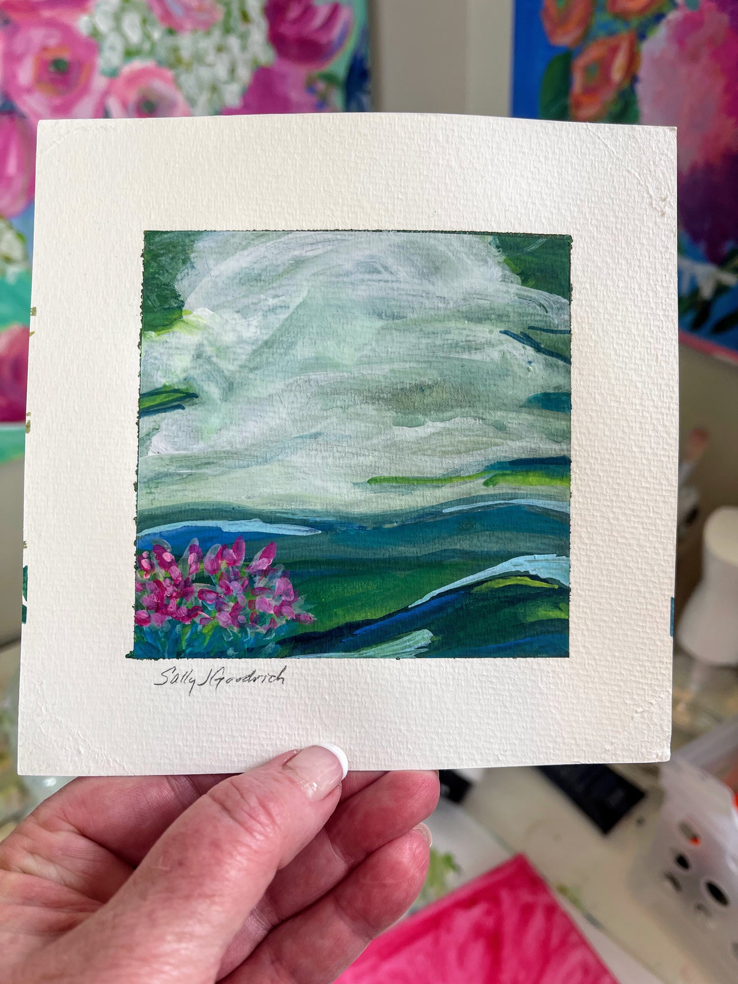 gouache on cold press watercolor paper
virginia blue ridge mountains
I paint small landscapes with gouache every single day and you can see them posted on my instagram account
These paintings require me to use quick brushstrokes to capture the feeling of the moment. I particularly like to paint the view of the Virginia Blue Ridge Mountains in my backyard.
Of course I take inspiration from impressionist, Claude Monet - who doesn’t?