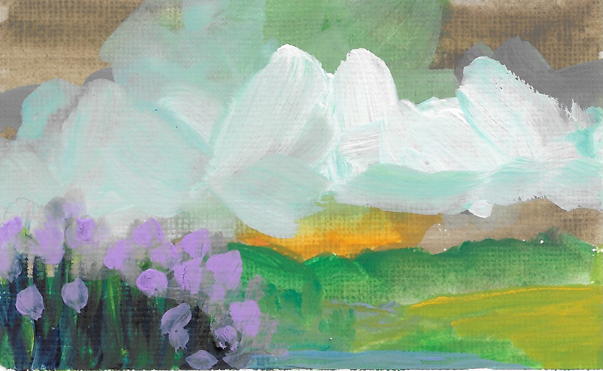 gouache on cold press watercolor paper
virginia blue ridge mountains
I paint small landscapes with gouache every single day and you can see them posted on my instagram account
These paintings require me to use quick brushstrokes to capture the feeling of the moment. I particularly like to paint the view of the Virginia Blue Ridge Mountains in my backyard.
Of course I take inspiration from impressionist, Claude Monet - who doesn’t?