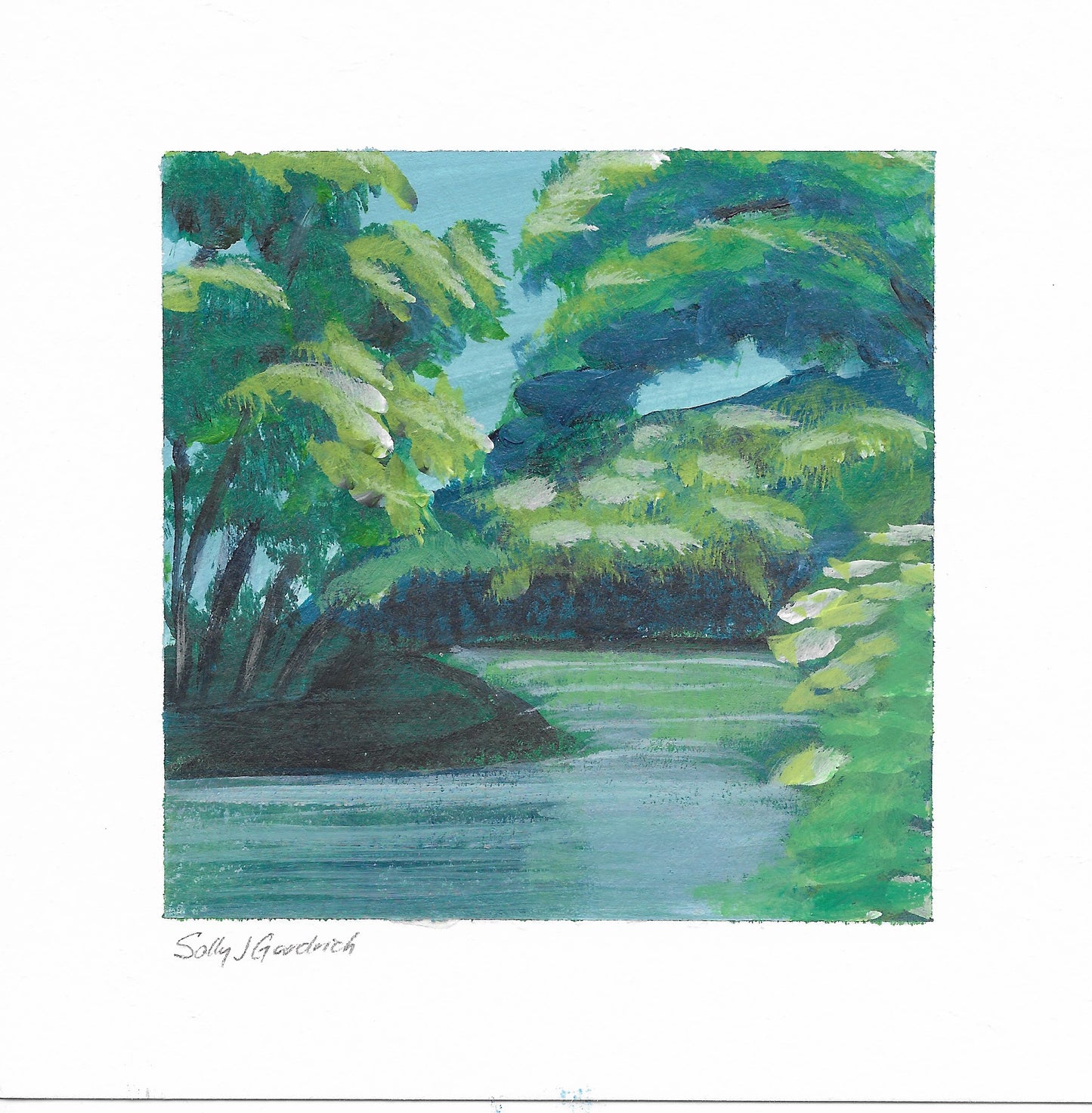This is a beautiful little scene inspired by the Roanoke/Salem greenway that follows the Roanoke River in Virginia.
Packed between heavy cardboard and covered in a plastic sleeve to ensure your painting arrives in original condition! Ready for you to matt and frame.