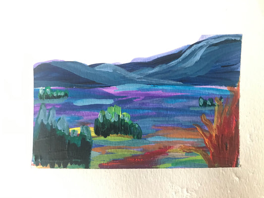 blue ridge mountains painting, blue mountains, roanoke landscape, daily painting practice