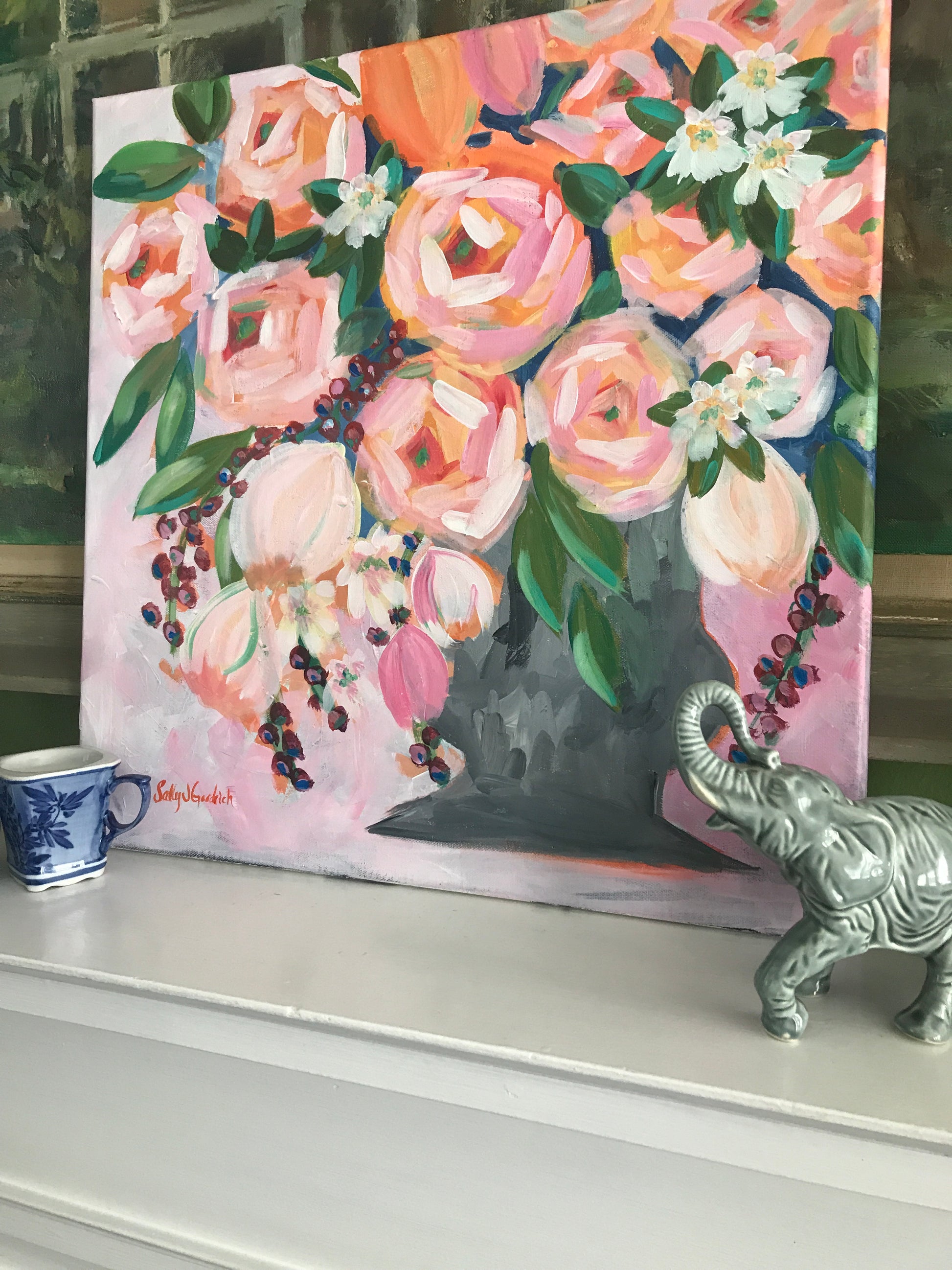 flamingo painting
chinoiserie painting
impressionism painting
pink flowers painting
floral paintings
still life painting
modern floral paintings
modern colorful paintings