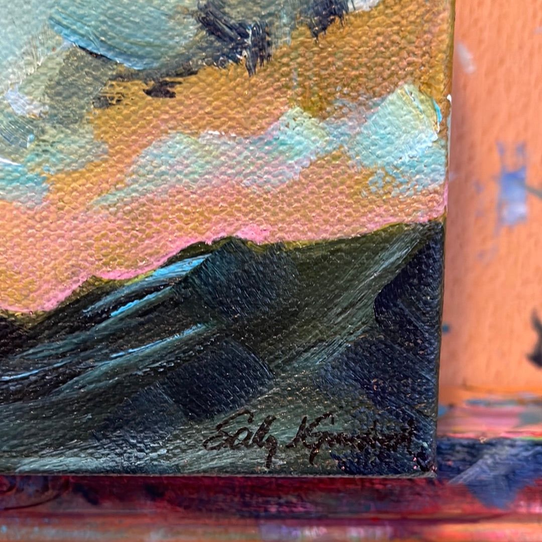 6" x 6"
Acrylic on Gallery Wrapped Canvas
Amazing rolling clouds over the Blue Ridge Mountains. Notes of blue, turquoise, green and white on a chartreuse background. Inspired by the views from the many vineyards across the state of Virginia.
I hope this painting brings joy to your soul!
Your painting will arrive in about 5 days. 