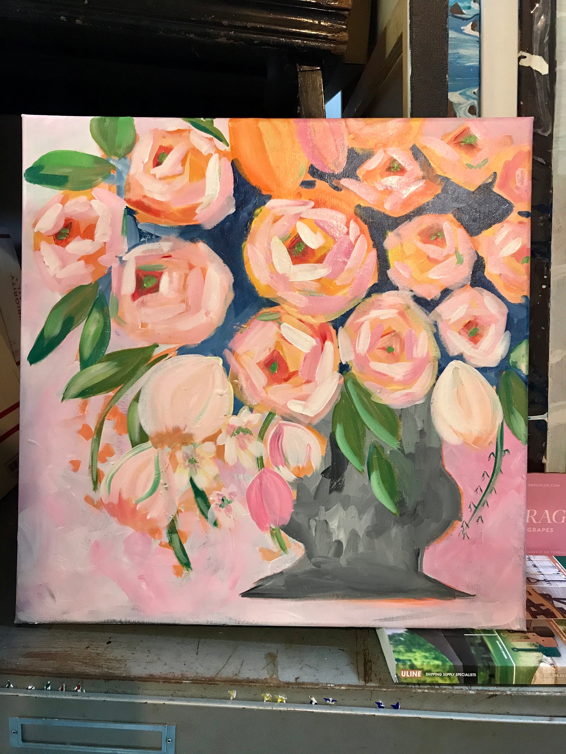 flamingo painting
chinoiserie painting
impressionism painting
pink flowers painting
floral paintings
still life painting
modern floral paintings
modern colorful paintings