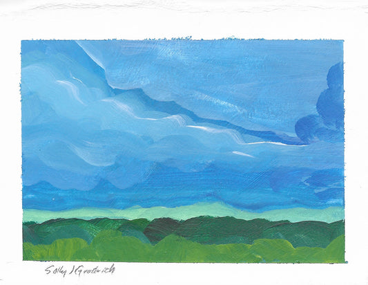 gouache on cold press watercolor paper
virginia blue ridge mountains
I paint small landscapes with gouache every single day and you can see them posted on my instagram account
These paintings require me to use quick brushstrokes to capture the feeling of the moment. I particularly like to paint the view of the Virginia Blue Ridge Mountains in my backyard.
Of course I take inspiration from impressionist, Claude Monet - who doesn’t?